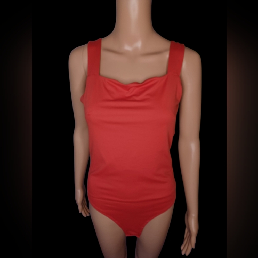 Dark Orange  Sleeveless Bodysuit